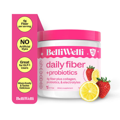 BelliWelli Fiber Supplement for Women & Men Premium Daily Fiber Powder from Organic Acacia with Added Collagen Electrolytes & Probiotics No Bloat Constipation - Maple Wellness Supplements