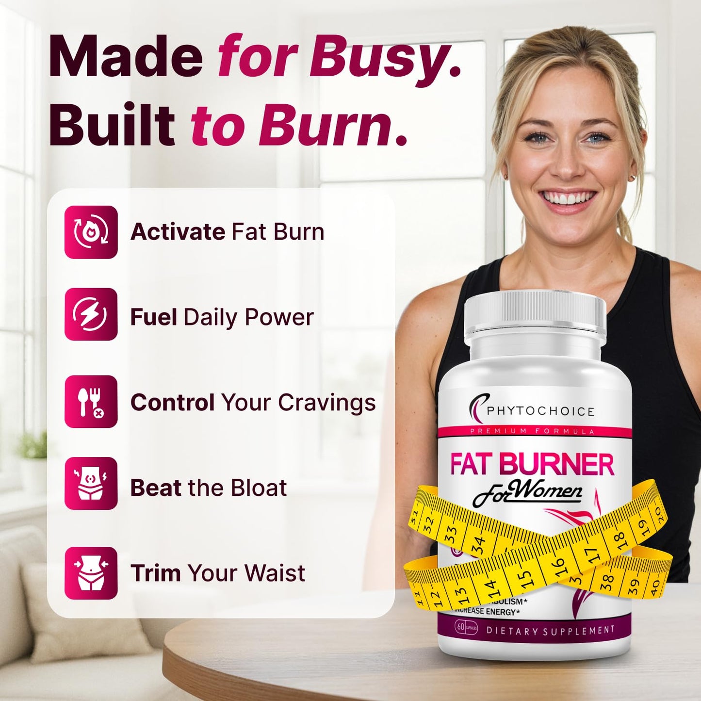 Belly Fat Burner for Women – Powerful Weight Loss Pills That Target Stubborn Belly & Thigh Fat – Thermogenic Metabolism Booster, Appetite Suppressant & Bloating Relief - Maple Wellness Supplements