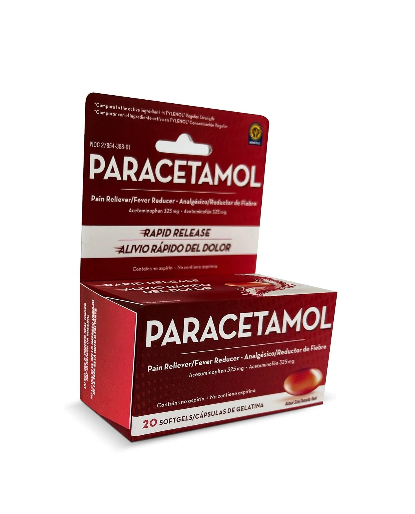 Belmora Paracetamol Acetaminophen 325mg 20 Softgels for Pain Relief, Liquid Filled Capsules for Rapid Release, Fever Reducer for Adults Extra Strength - Maple Wellness Supplements
