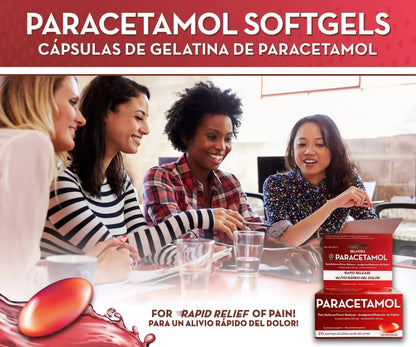 Belmora Paracetamol Acetaminophen 325mg 20 Softgels for Pain Relief, Liquid Filled Capsules for Rapid Release, Fever Reducer for Adults Extra Strength - Maple Wellness Supplements