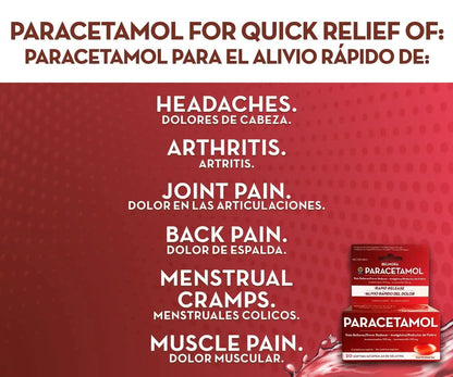 Belmora Paracetamol Acetaminophen 325mg 20 Softgels for Pain Relief, Liquid Filled Capsules for Rapid Release, Fever Reducer for Adults Extra Strength - Maple Wellness Supplements