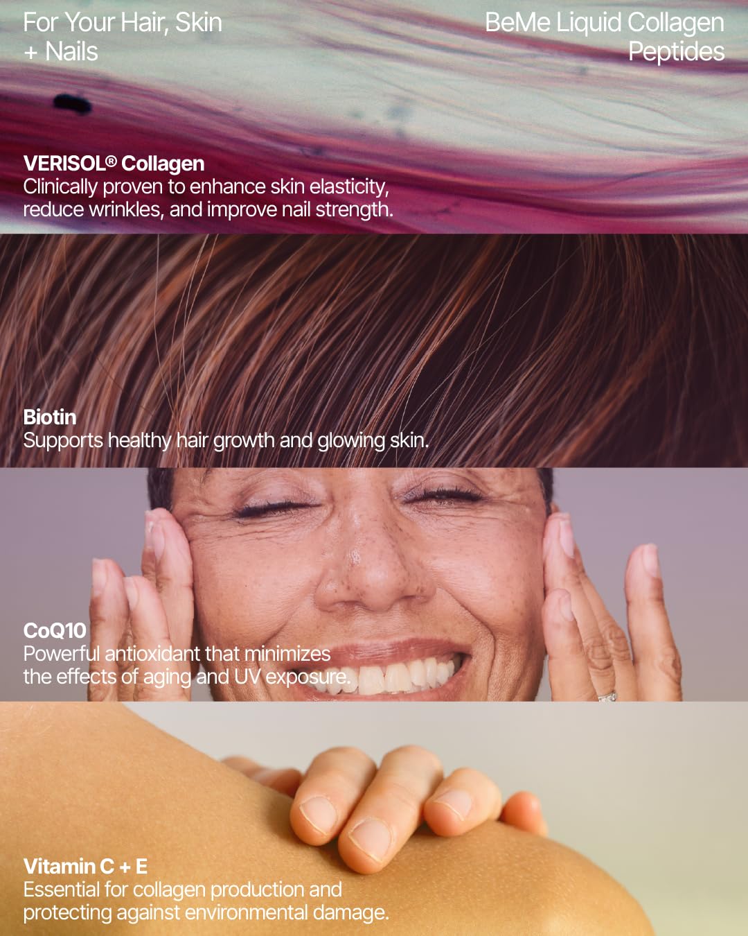 BeMe Liquid Collagen for Women - 2500mg Verisol Collagen Liquid with Biotin, CoQ10 & Vitamin C - Clinically Proven Collagen Peptides for Hair, Skin & Nails - 30 Peach Sachets - Maple Wellness Supplements