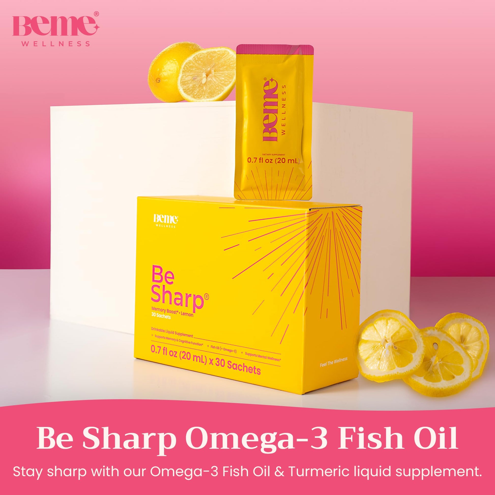 BeMe Liquid Omega 3 Fish Oil - Turmeric Curcumin, Lemon Balm Extract & Omega 3 Supplement for Women - Patented EPAX® for Quick Absorption & high bioavailability - Supports Memory & Brain Health - Maple Wellness Supplements
