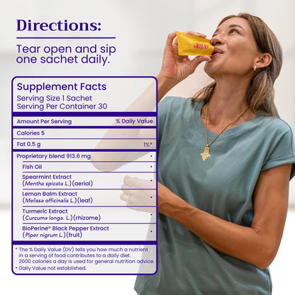 BeMe Liquid Omega 3 Fish Oil - Turmeric Curcumin, Lemon Balm Extract & Omega 3 Supplement for Women - Patented EPAX® for Quick Absorption & high bioavailability - Supports Memory & Brain Health - Maple Wellness Supplements