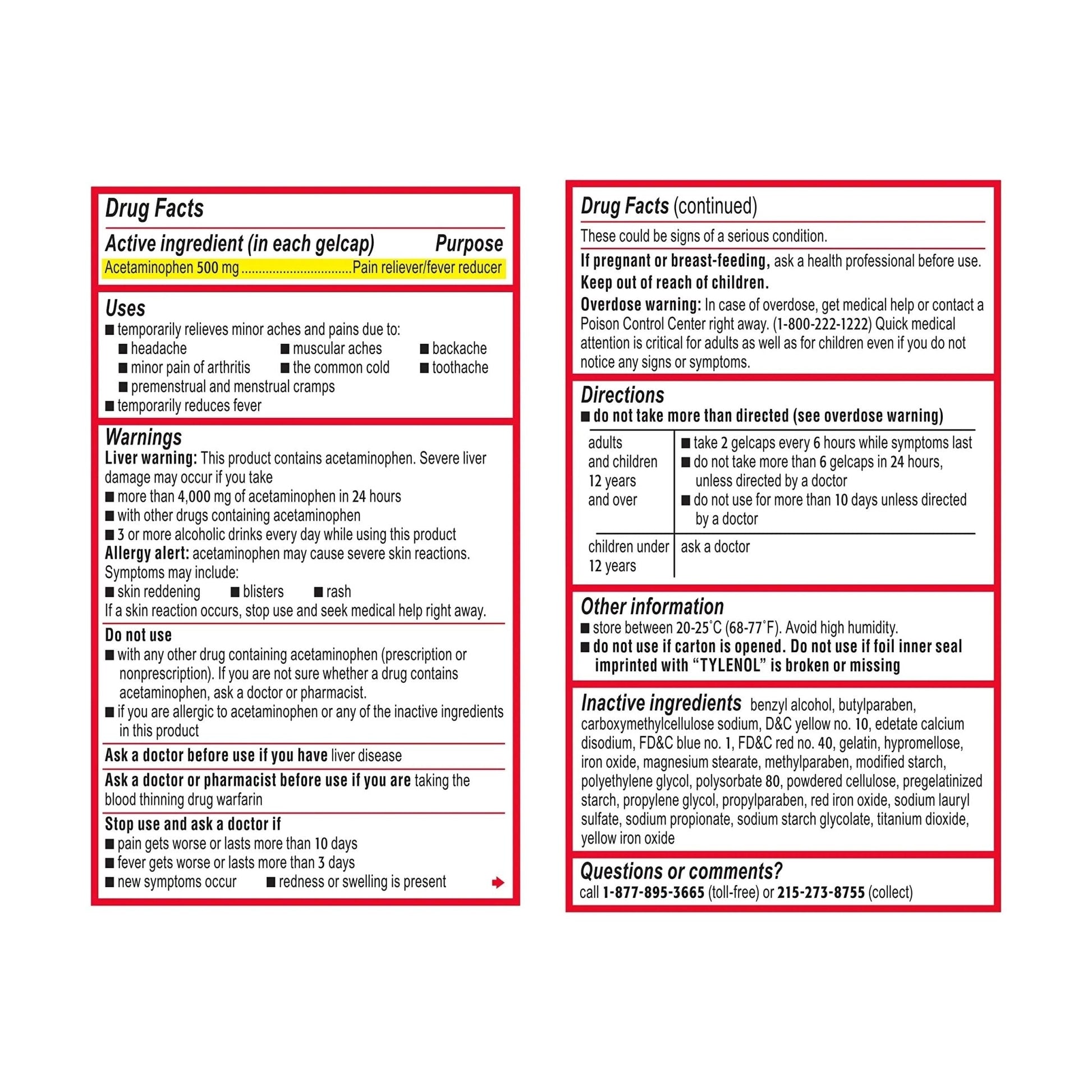 Benadryl Ultratabs Antihistamine Allergy Relief Tablets with 25 mg Diphenhydramine HCl, 100 ct and Tylenol Extra Strength Pain Reliever Rapid Release Gels with 500 mg Acetaminophen, 100 ct - Maple Wellness Supplements