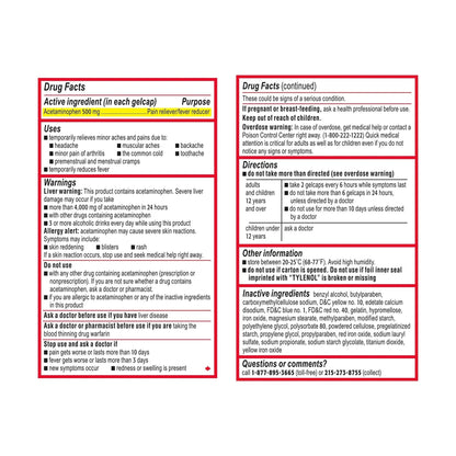 Benadryl Ultratabs Antihistamine Allergy Relief Tablets with 25 mg Diphenhydramine HCl, 100 ct and Tylenol Extra Strength Pain Reliever Rapid Release Gels with 500 mg Acetaminophen, 100 ct - Maple Wellness Supplements