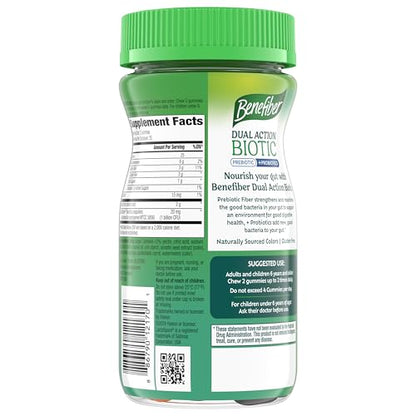 Benefiber Prebiotic Friendly Fiber Supplement Gummies with Probiotics for Digestive Health, Assorted Fruit Flavors - 50 Count - Maple Wellness Supplements