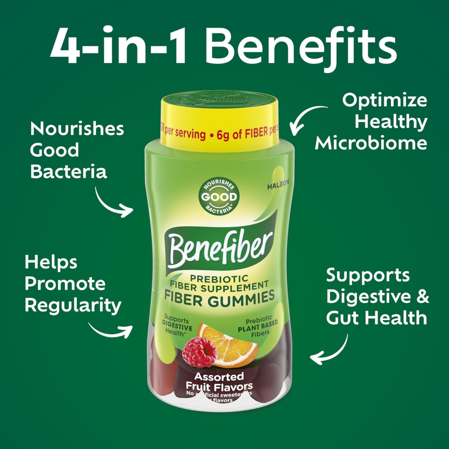Benefiber Prebiotic GLP-1 Friendly Fiber Supplement Gummies for Digestive Health, Assorted Fruit Flavor - 81 Count - Maple Wellness Supplements