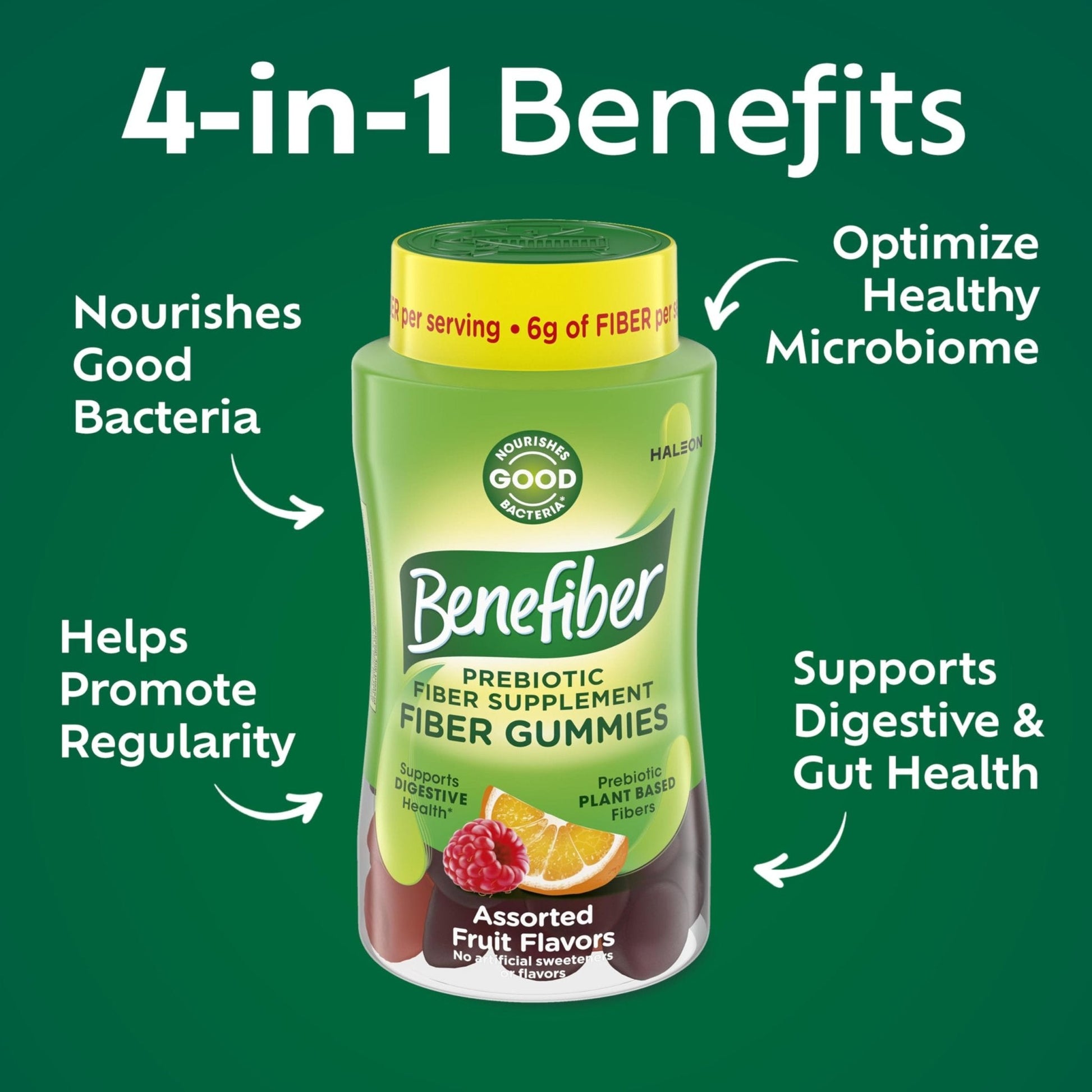 Benefiber Prebiotic GLP-1 Friendly Fiber Supplement Gummies for Digestive Health, Assorted Fruit Flavor - 81 Count - Maple Wellness Supplements