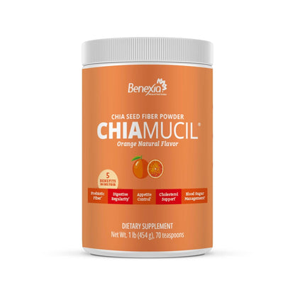 BENEXIA Chiamucil Prebiotic Fiber Supplement Powder – Chia Fiber & Chicory Root (Inulin) for Digestive Health & Appetite Control – Gluten & Sugar Free - Maple Wellness Supplements
