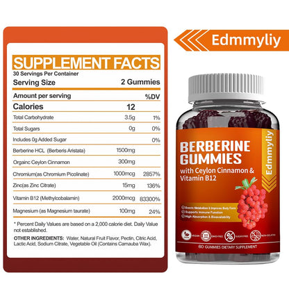 Berberine Gummies 1600mg with Ceylon Cinnamon Sugar Free High Potency Berberine - Maple Wellness Supplements