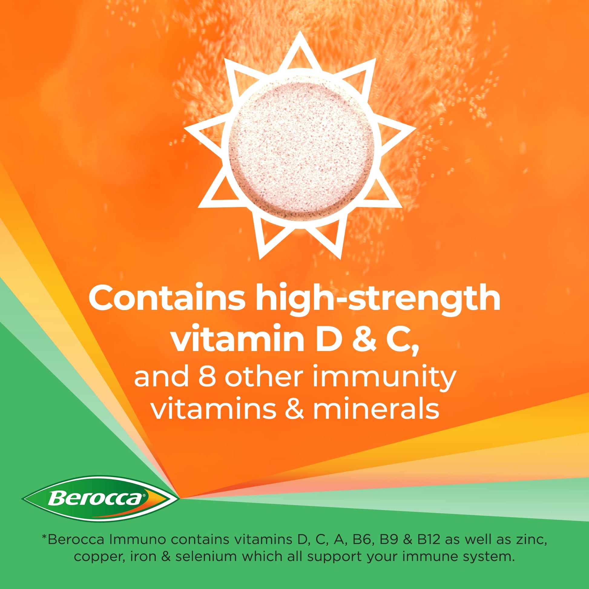 Berocca Immuno Effervescent Tablets, 11 Vitamins and Minerals, Including Vitamins D, C - Maple Wellness Supplements
