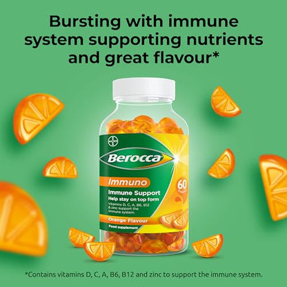Berocca Immuno Gummy Vitamins, Orange Flavour, Bursting with Immune System - Maple Wellness Supplements
