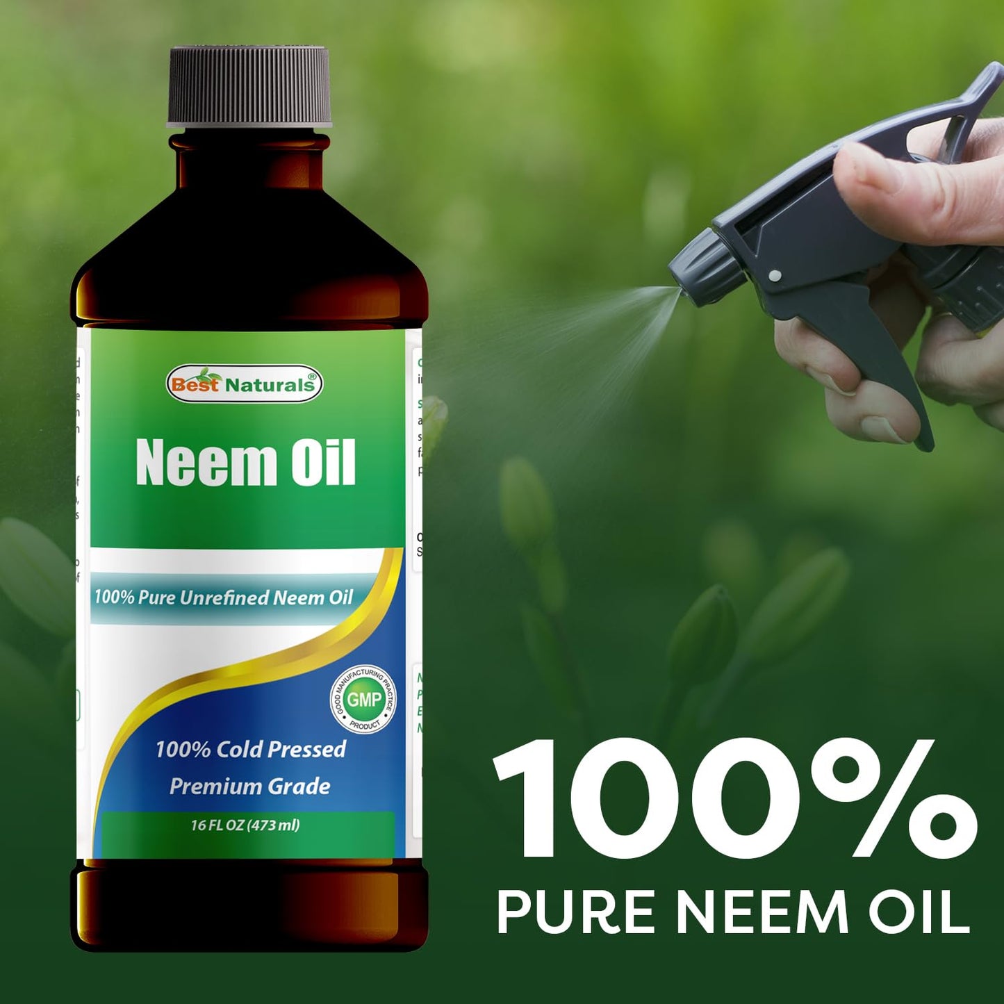 Best Naturals 100% Pure Neem Oil, 100% Cold Pressed and Unrefined - 16 OZ (1 Bottle) - Maple Wellness Supplements