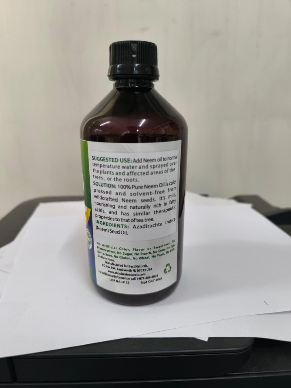 Best Naturals 100% Pure Neem Oil, 100% Cold Pressed and Unrefined - 16 OZ (1 Bottle) - Maple Wellness Supplements