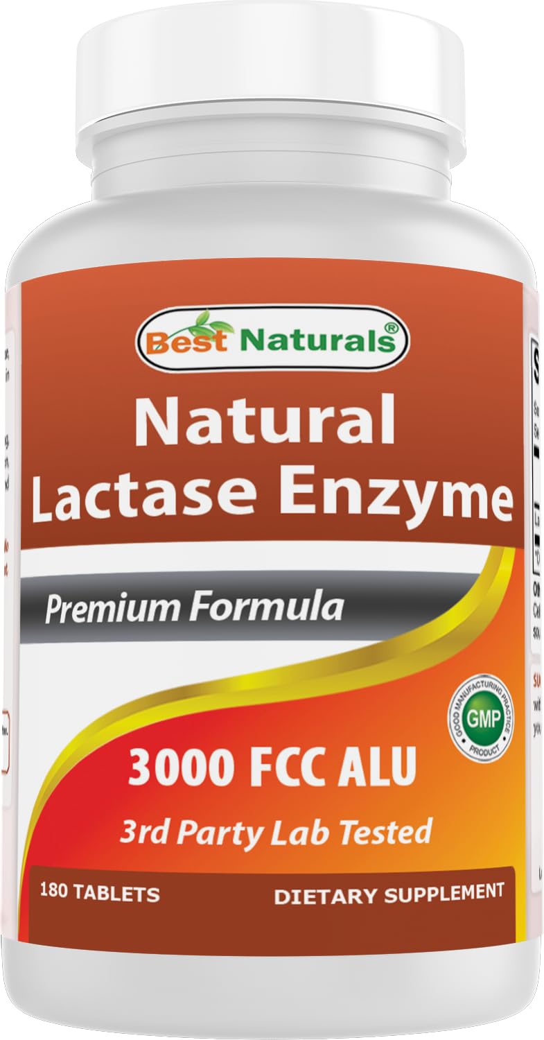 Best Naturals Fast Acting Lactase Enzyme Tablet, 3000 Fcc Alu, 180 Count - Maple Wellness Supplements
