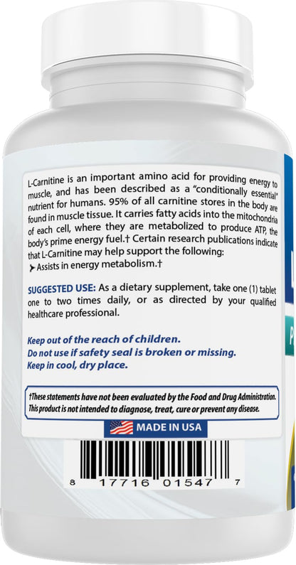 Best Naturals L-Carnitine 1000mg 60 Tablets (60 Count (Pack of 1)) - Maple Wellness Supplements