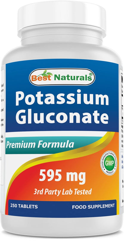 Best Naturals Potassium Gluconate Supplement 595 Mg Tablet, 250Count - Maple Wellness Supplements