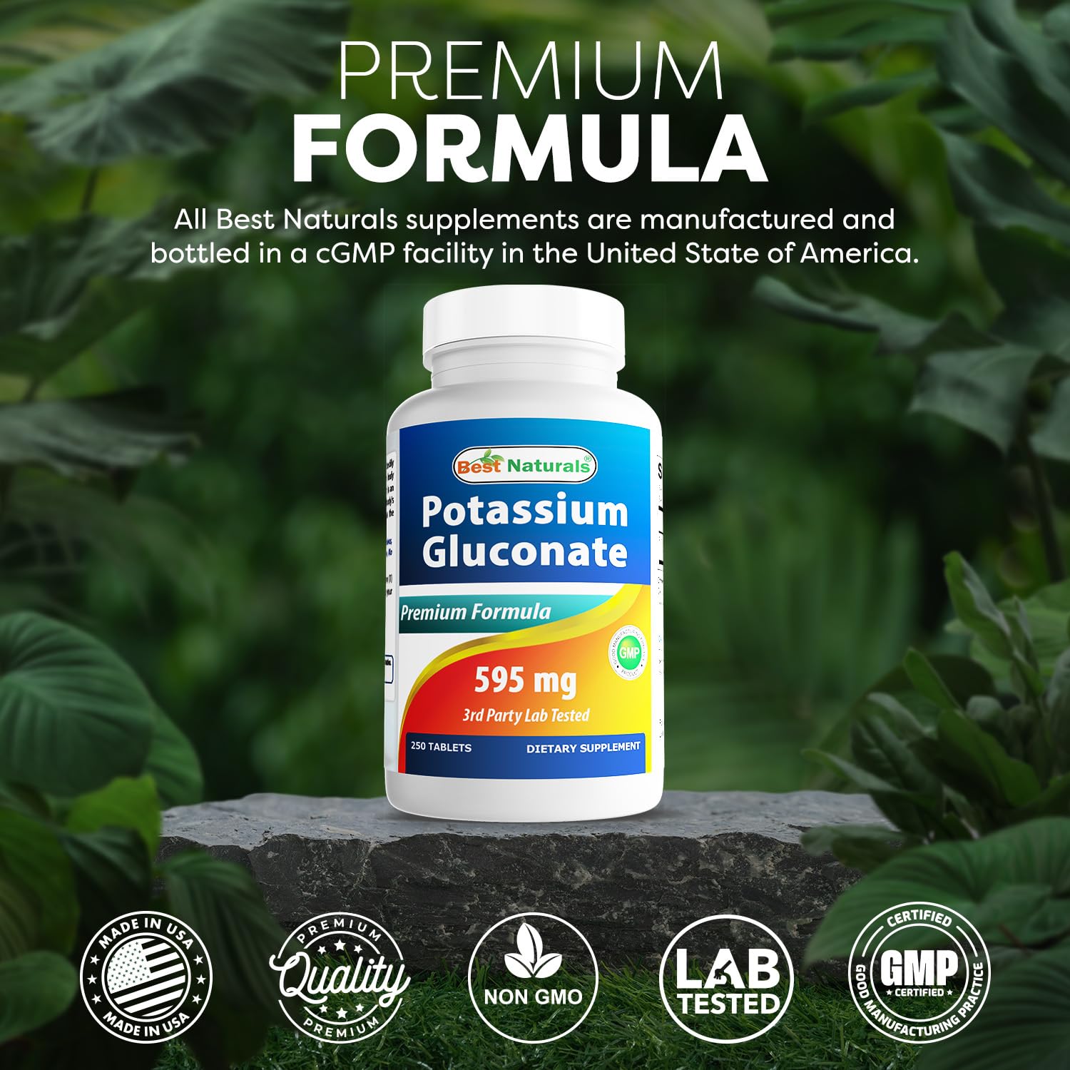 Best Naturals Potassium Gluconate Supplement 595 Mg Tablet, 250Count - Maple Wellness Supplements