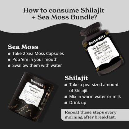 Better Alt Energy Duo with Pure Himalayan Shilajit Resin 30 gm & Sea Moss Capsules - Maple Wellness Supplements