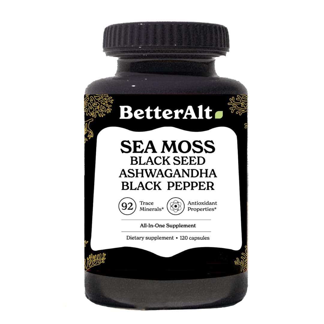 Better Alt Sea Moss Capsules- Irish Sea Moss with Black Seed Oil, Ashwagandha & Black - Maple Wellness Supplements