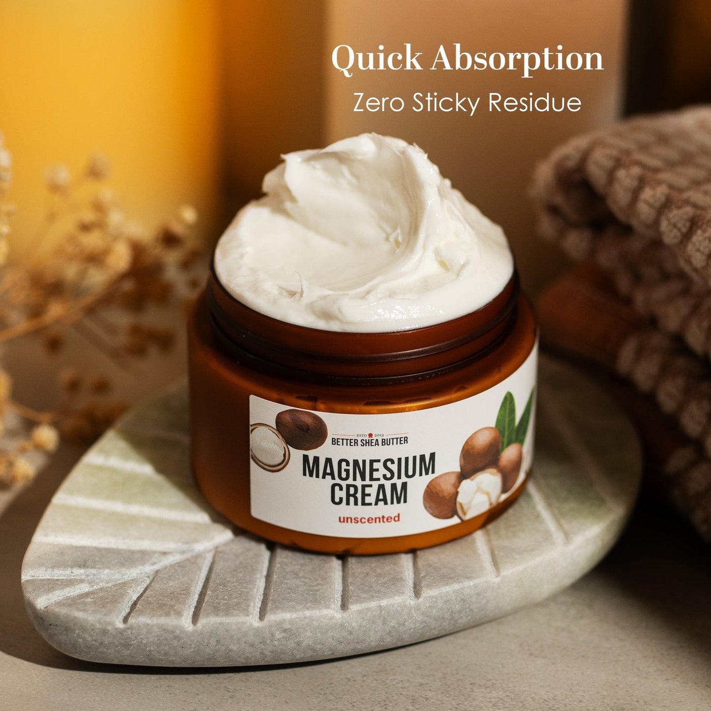 Better Shea Butter Magnesium Cream for Leg Cramps | Relieves Muscle Tension | Night Lotion Safe for Pregnancy, Kids and Babies | Organic and Natural Ingredients | Vegan, Made in USA | (Unscented) - Maple Wellness Supplements