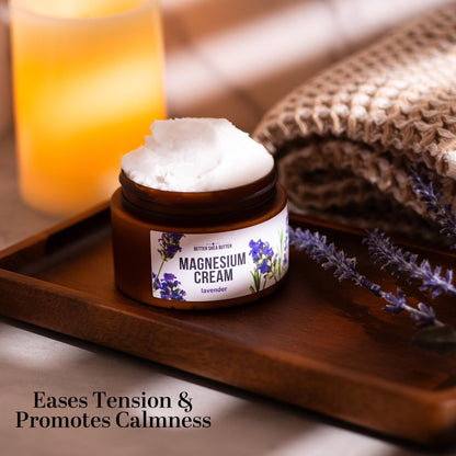 Better Shea Butter Magnesium Cream | Lavender | Relieves Leg Cramps and Muscle Tension | Night Lotion for Pregnancy, Kids and Baby | Handcrafted with Organic Ingredients - Maple Wellness Supplements