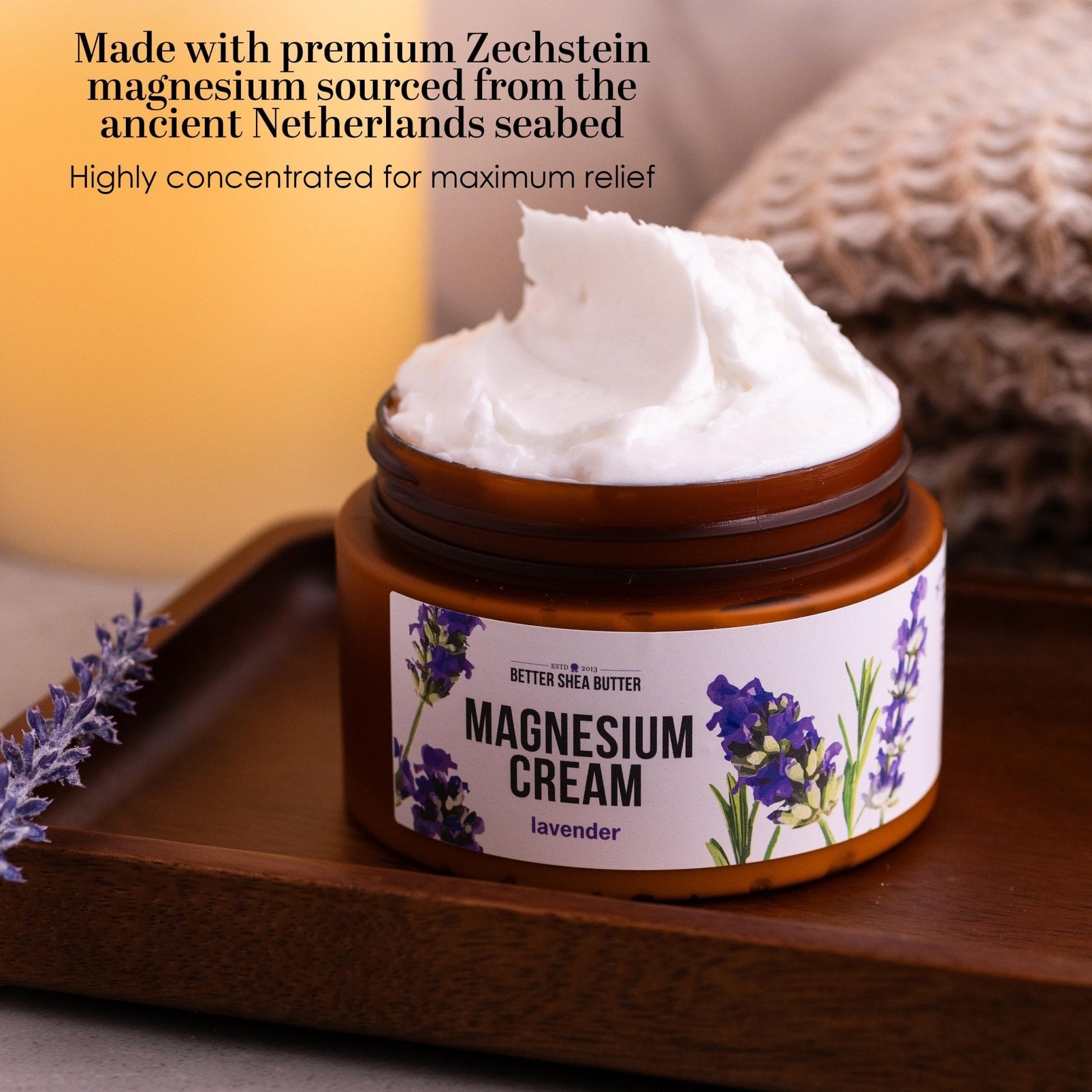Better Shea Butter Magnesium Cream | Lavender | Relieves Leg Cramps and Muscle Tension | Night Lotion for Pregnancy, Kids and Baby | Handcrafted with Organic Ingredients - Maple Wellness Supplements