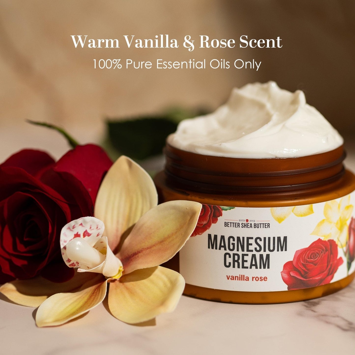 Better Shea Butter Magnesium Lotion for Women | Vanilla Rose | For Pregnancy, Kids & Babies | Relieves Muscle Tension & Leg Cramps | Organic & Natural Ingredients - Maple Wellness Supplements