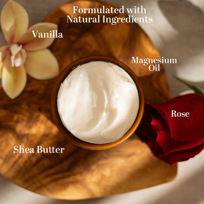 Better Shea Butter Magnesium Lotion for Women | Vanilla Rose | For Pregnancy, Kids & Babies | Relieves Muscle Tension & Leg Cramps | Organic & Natural Ingredients - Maple Wellness Supplements