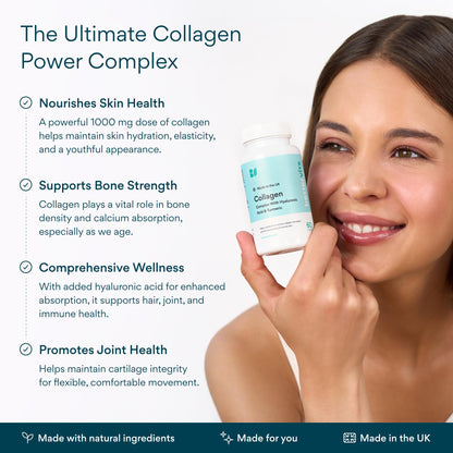 Bettervits Collagen Peptides Complex with Hyaluronic Acid & Turmeric | Hydrolyzed Marine Collagen Supplements for Women & Men | Collagen with Vitamin C for Skin, Hair, Nails & Joints – 60 Capsules - Maple Wellness Supplements