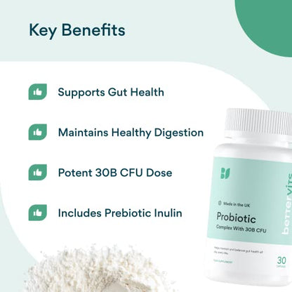 Bettervits Probiotic Complex | 30B CFU | Gut Health | Digestion | Bloating | IBS - Maple Wellness Supplements