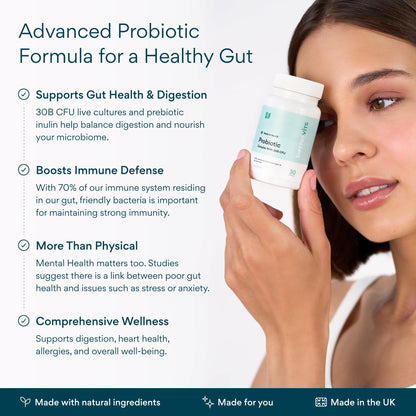 Bettervits Probiotics for Women & Men – 75 Billion CFU | Digestive Health and Gut Support Prebiotic | 14 Clinically Studied Strains with Vitamin B12, - Maple Wellness Supplements