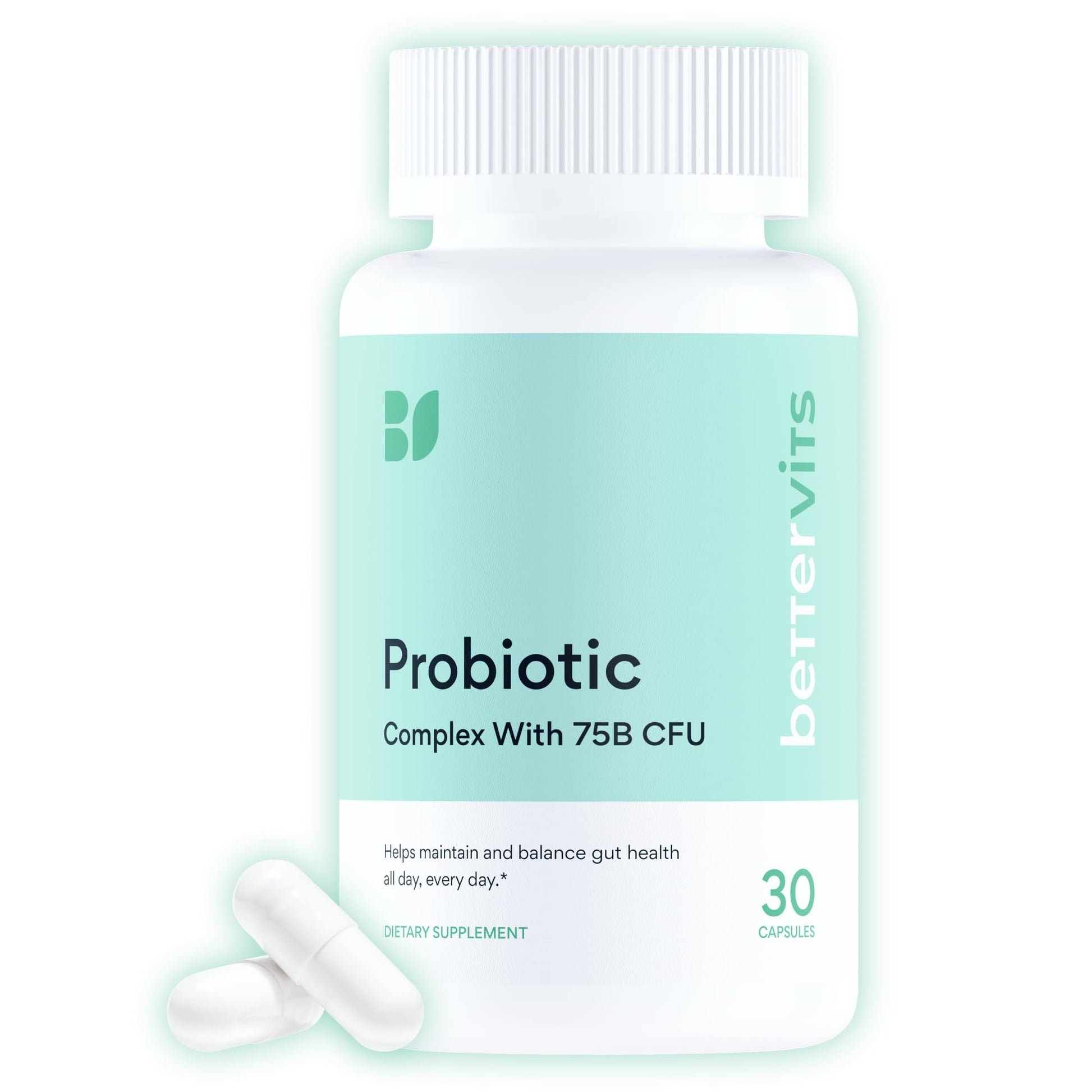 Bettervits Probiotics for Women & Men – 75 Billion CFU | Digestive Health and Gut Support Prebiotic | 14 Clinically Studied Strains with Vitamin B12, - Maple Wellness Supplements