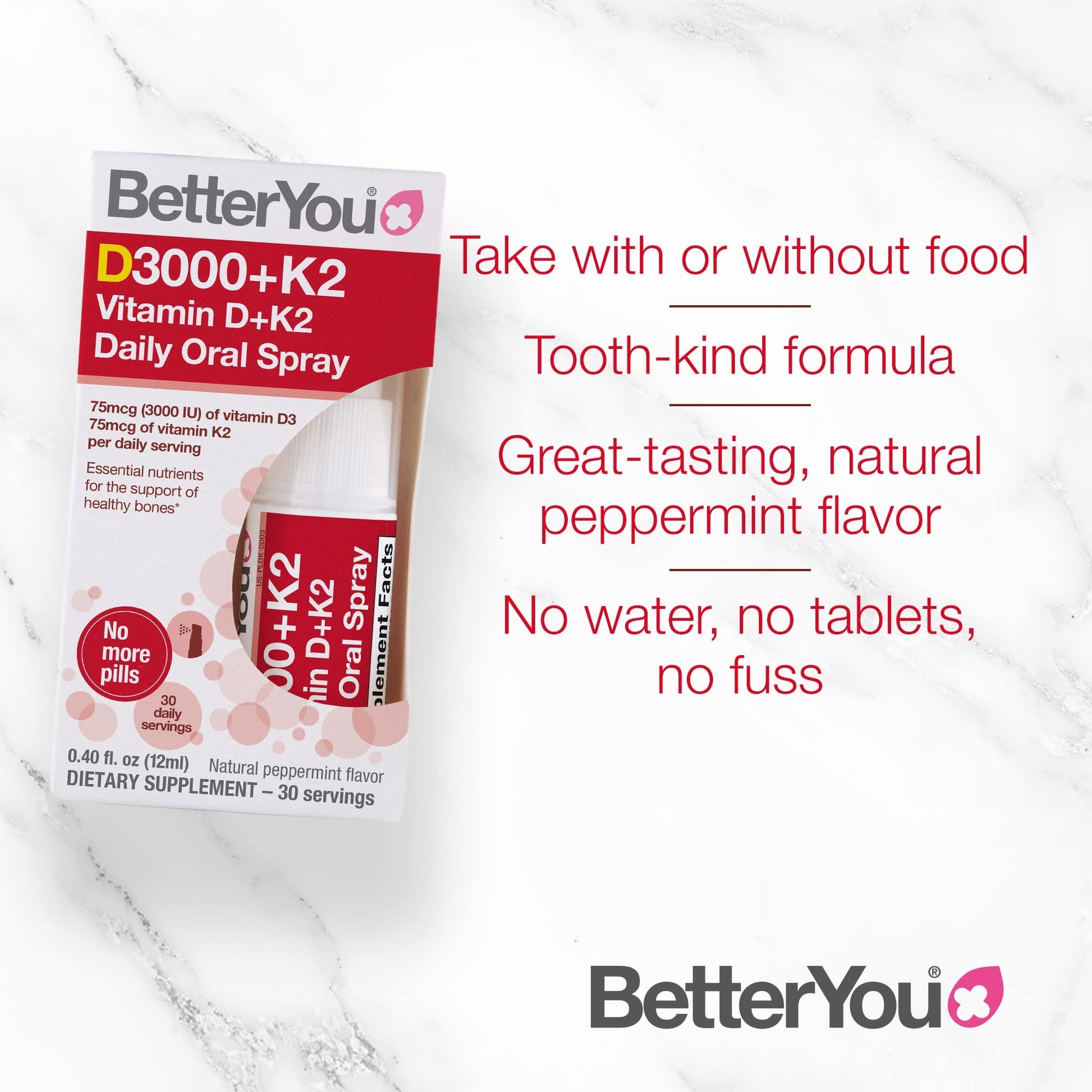 BetterYou D3000 + Vitamin D + K2 Spray 12ml - Maple Wellness Supplements
