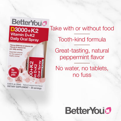 BetterYou D3000 + Vitamin D + K2 Spray 12ml - Maple Wellness Supplements