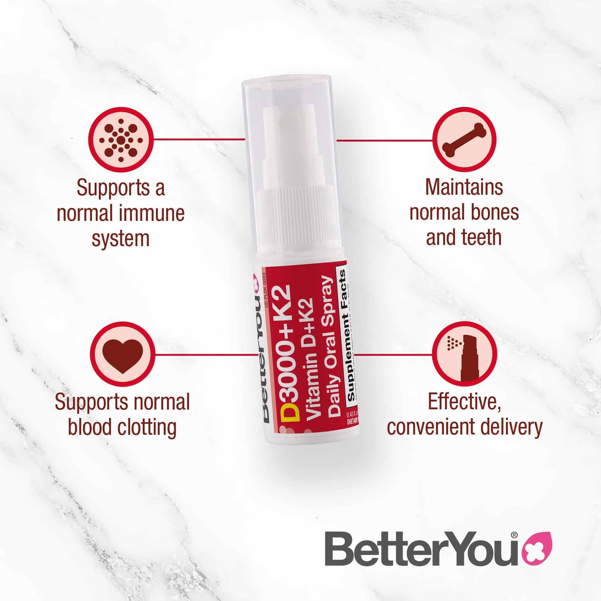 BetterYou D3000 + Vitamin D + K2 Spray 12ml - Maple Wellness Supplements
