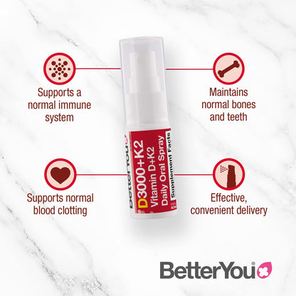 BetterYou D3000 + Vitamin D + K2 Spray 12ml - Maple Wellness Supplements