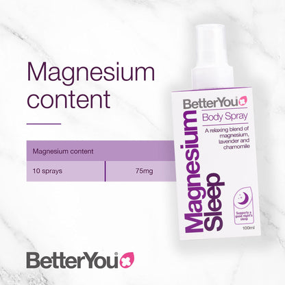 BetterYou Magnesium Sleep Body Spray, Made with Zechstein Magnesium Chloride - Maple Wellness Supplements