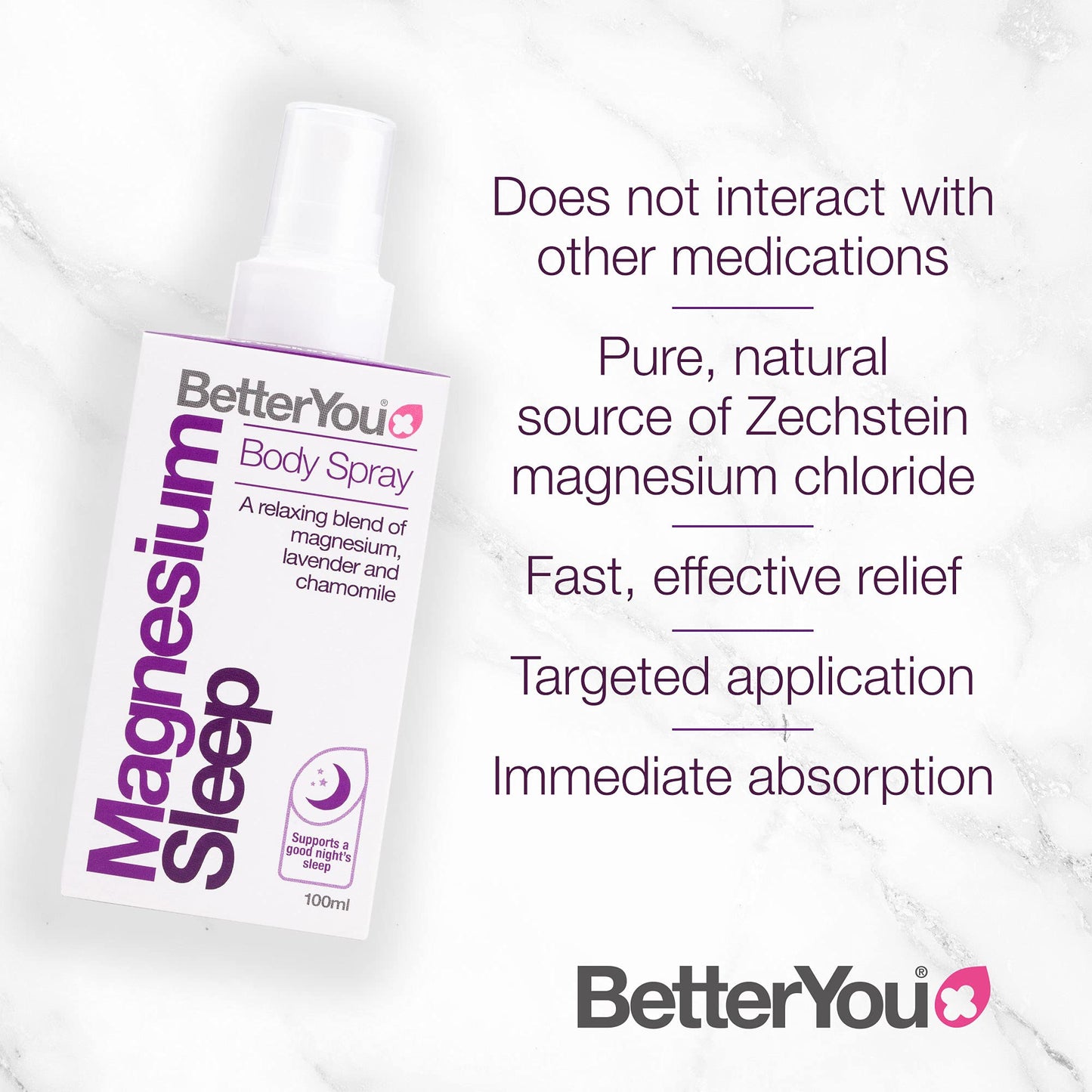 BetterYou Magnesium Sleep Body Spray, Made with Zechstein Magnesium Chloride - Maple Wellness Supplements