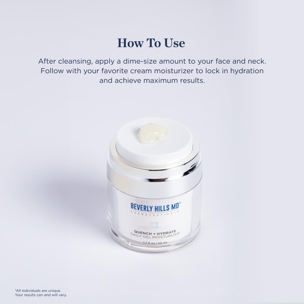 Beverly Hills MD Quench + Hydrate Daily Gel Moisturizer- Visibly Smooth, Plump, Hydrate Face & Neck for Wrinkles, Sagging- Skin Smoothing & Re-Energizing- Visibly Reduce Signs of Aging w/Niacinamide - Maple Wellness Supplements