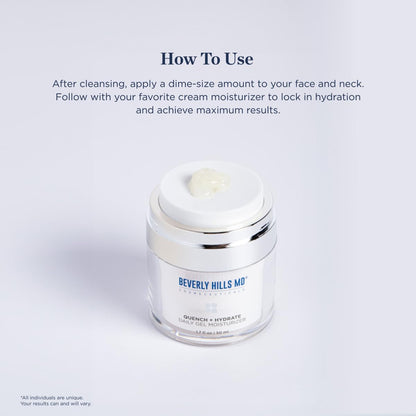 Beverly Hills MD Quench + Hydrate Daily Gel Moisturizer- Visibly Smooth, Plump, Hydrate Face & Neck for Wrinkles, Sagging- Skin Smoothing & Re-Energizing- Visibly Reduce Signs of Aging w/Niacinamide - Maple Wellness Supplements