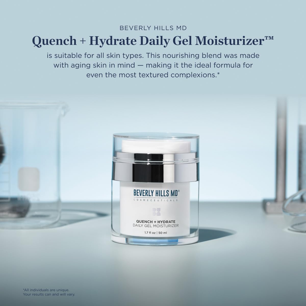 Beverly Hills MD Quench + Hydrate Daily Gel Moisturizer- Visibly Smooth, Plump, Hydrate Face & Neck for Wrinkles, Sagging- Skin Smoothing & Re-Energizing- Visibly Reduce Signs of Aging w/Niacinamide - Maple Wellness Supplements