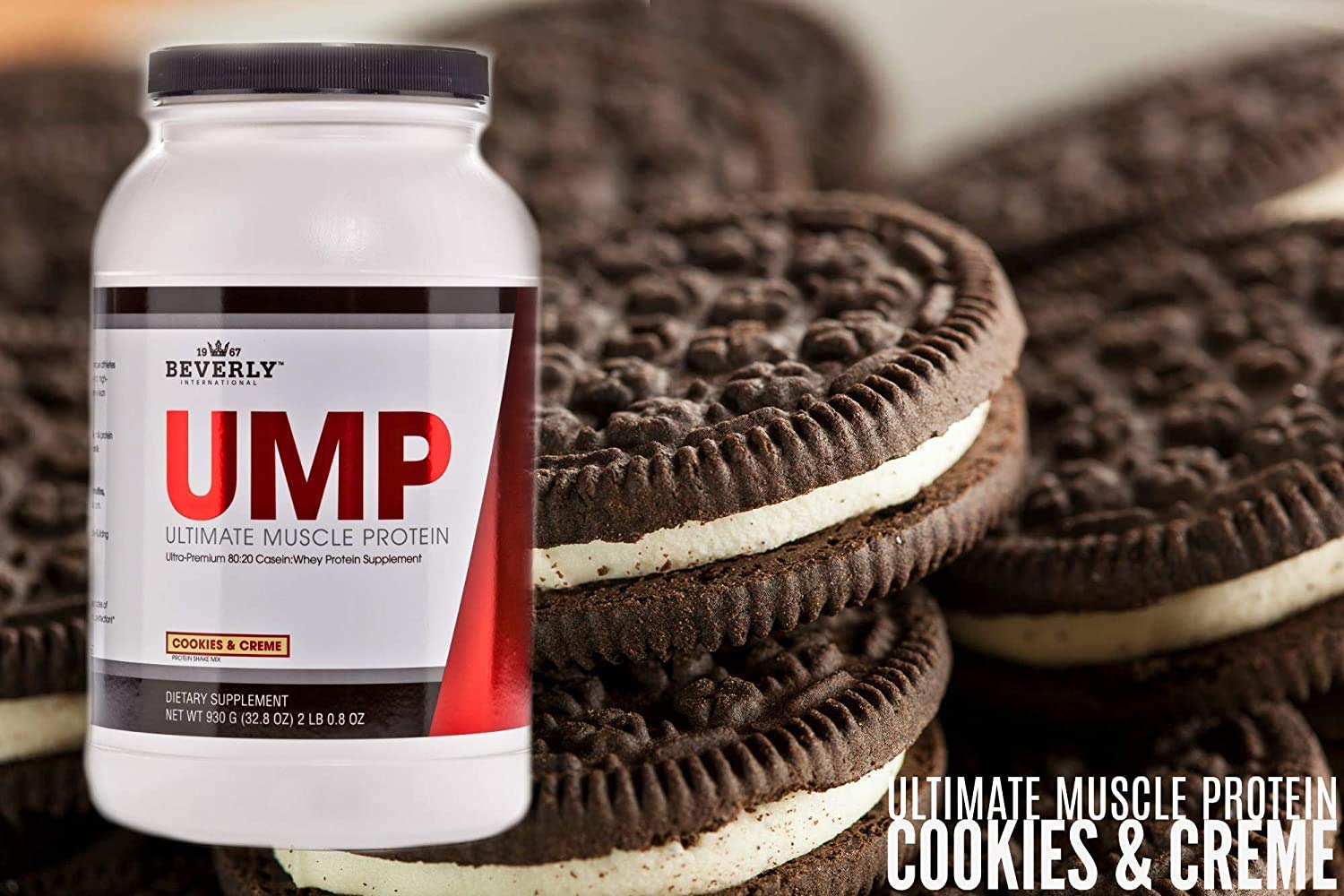 Beverly International UMP Protein Powder, Cookies & Cream. Unique Whey-Casein Ratio Builds Lean Muscle. Easy to Digest. No Bloat. (32.8 oz) 2lb .8 oz - Maple Wellness Supplements