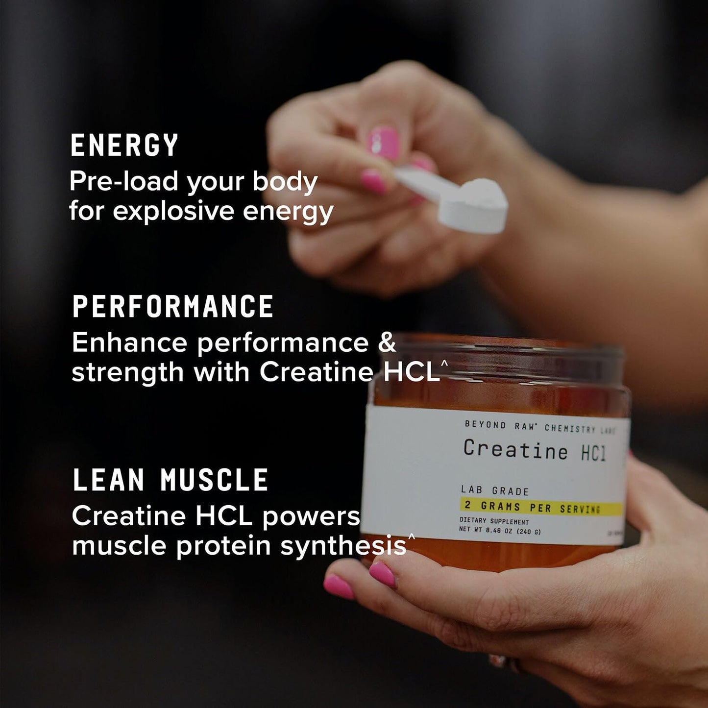 BEYOND RAW Creatine HCl Powder, Science Backed, Lab Grade, Creatine for Women & Men, Muscle Strength, Energy Production, Athletic Performance, Cognitive Support, - Maple Wellness Supplements
