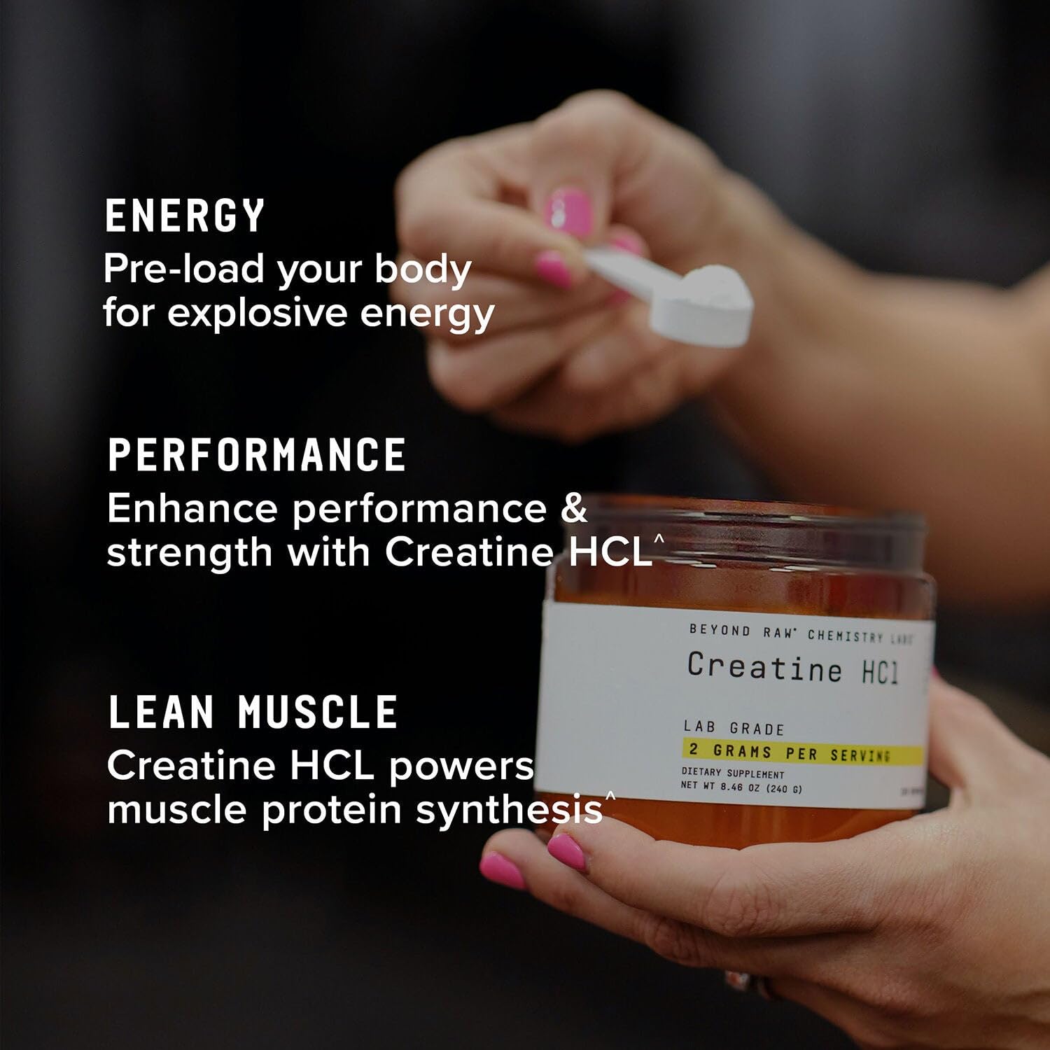 BEYOND RAW Science-Backed Creatine HCl Powder, Lab Grade, for Muscle Strength and Growth, Energy Production, Athletic Performance, Cognitive Support, - Maple Wellness Supplements