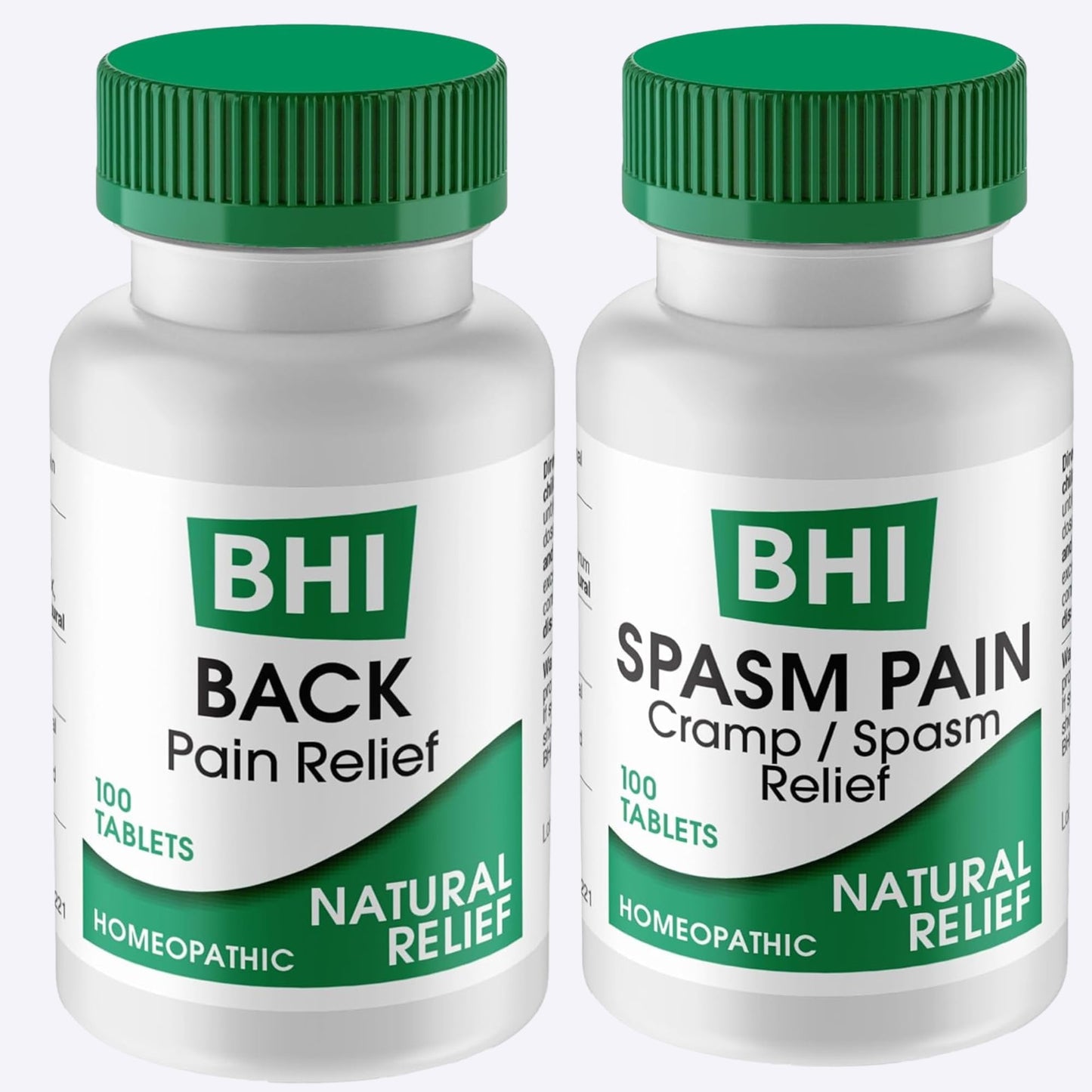BHI Pain & Spasm Bundle BHI Back Homeopathic Support for Back Pain (100 Tablets) +BHI Spasm, Natural Relief for Cramps & Spasms, Homeopathic Medicine (100 Tablets) - Maple Wellness Supplements