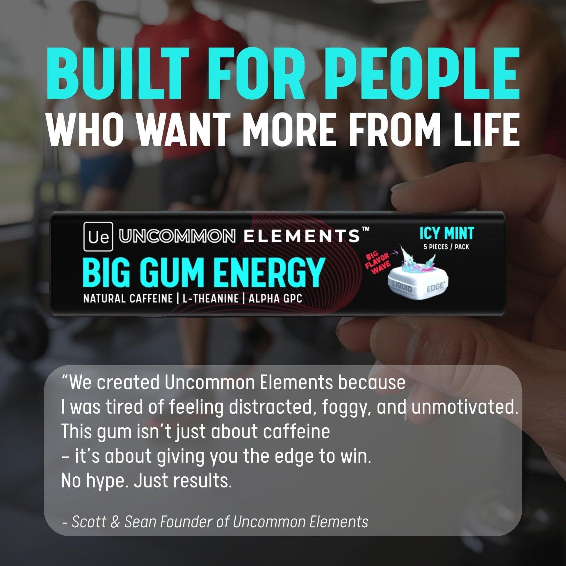 BIG GUM ENERGY & FOCUS – 80mg Caffeine + 40mg L-Theanine + 80mg Alpha GPC – Nootropic Chewing Gum for Focus, Energy & Execution – Icy Mint – 25 Pieces (5 Packs) Gym & Work Execution. - Maple Wellness Supplements