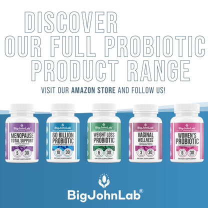 BIGJOHNLAB® - Menopause Total Support – Advanced Probiotic Formula with 5 Strains & 15 Billion CFU, Resveratrol, Black Cohosh, Acacia Fiber, Non-GMO & 100% Vegetarian - Maple Wellness Supplements