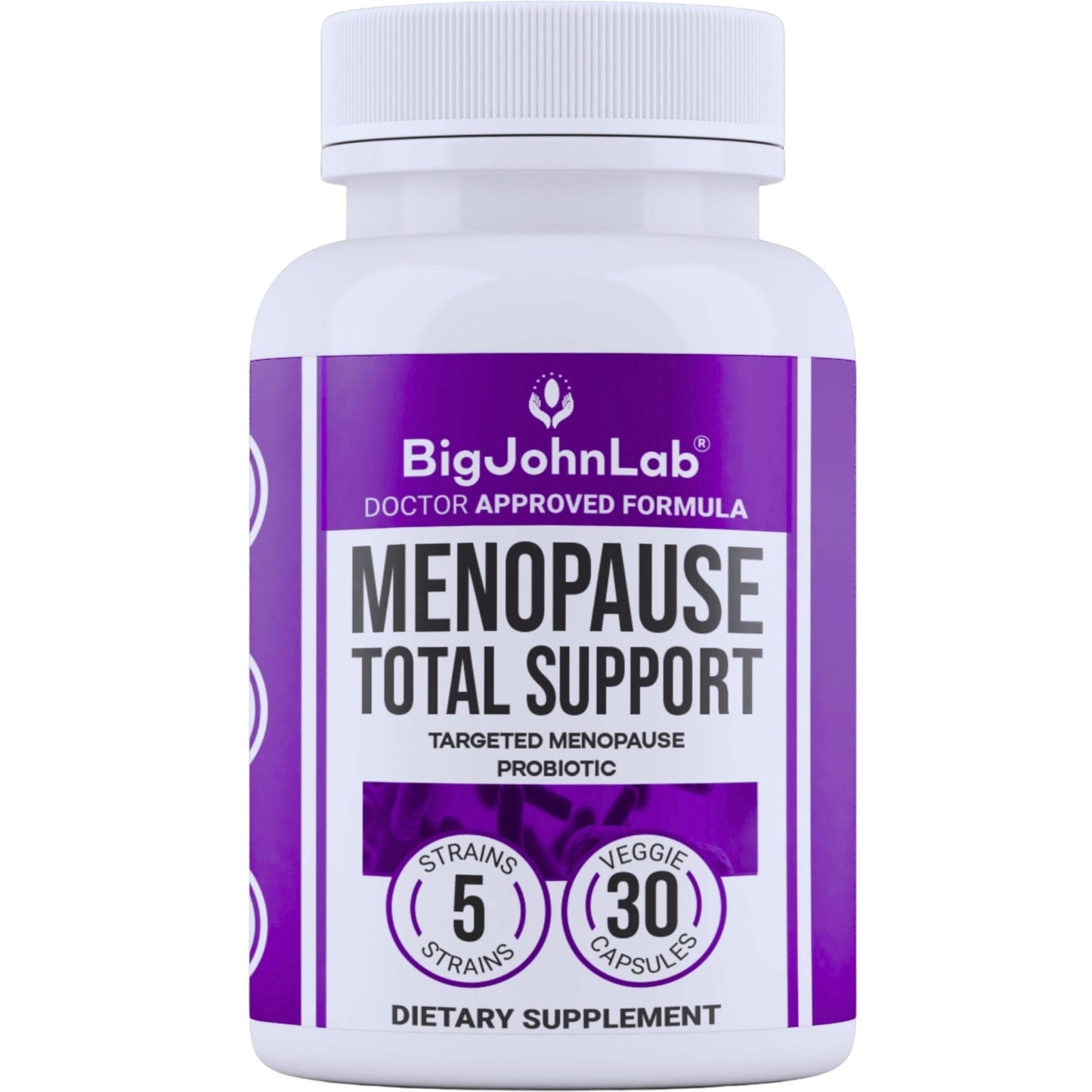 BIGJOHNLAB® - Menopause Total Support – Advanced Probiotic Formula with 5 Strains & 15 Billion CFU, Resveratrol, Black Cohosh, Acacia Fiber, Non-GMO & 100% Vegetarian - Maple Wellness Supplements
